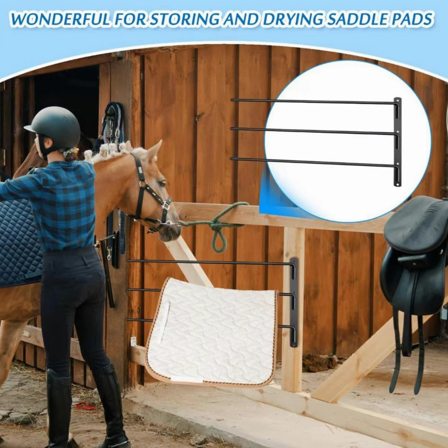 Soporte Portamantas de Caballo Desmontable De Pared | Organizador para Sudaderos y Monturas para su Granero, Establo, Granja, Remolque, Hogar, Interior, Exterior y Cuarto Arreos