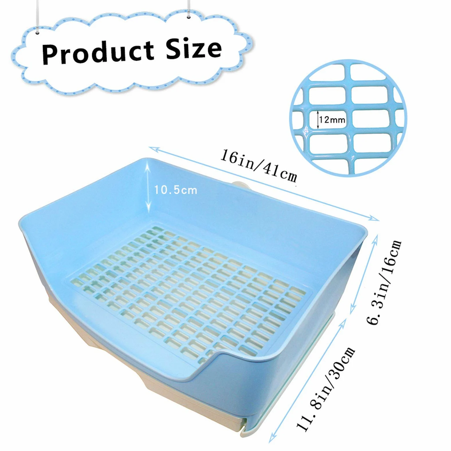 PINVNBY Caja de arena grande para conejos con cajón, bandeja de esquina más grande para conejillo de indias, chinchilla, hurón, animales pequeños (azul)
