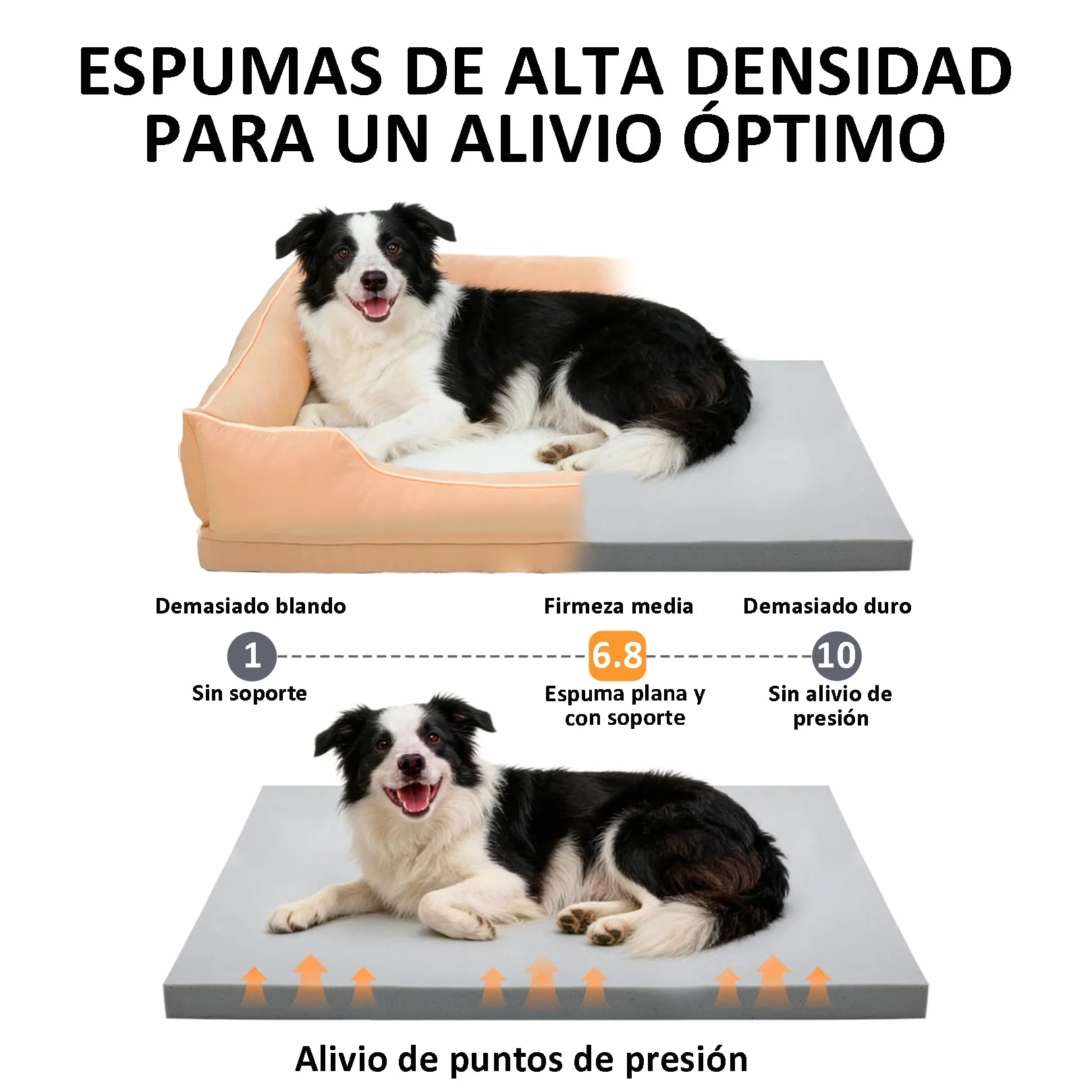 BingoPaw Cama Perro Ortopédica Extra Grande 105x75x21cm, Sofá Perro con Funda Desenfundable y Lavable, Colchon Perro con Superficie Impermeable y Fondo Antideslizante, Beige, XL