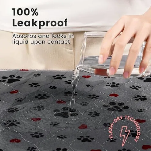 Almohadillas lavables para orina para perros, paquete de 2 almohadillas extragrandes de 36 x 36 pulgadas, súper absorbentes, reutilizables, antideslizantes, 100% impermeables, almohadillas de