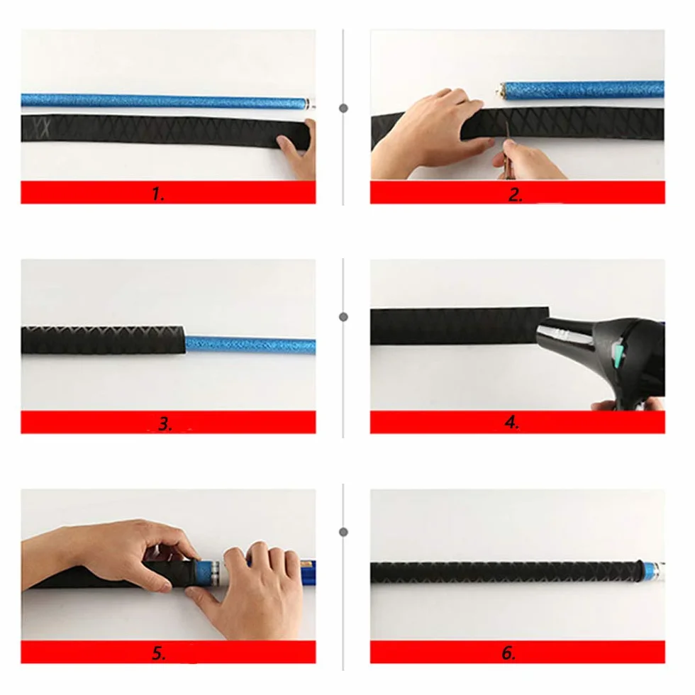 Tubo Termorretráctil Antideslizamiento Fundas Cinta Adhesiva Raqueta Calor Encoger Agarres Antideslizantes para Raquetas de Tenis y Caña de Pescar (Negro, 3,5 x 100 cm)