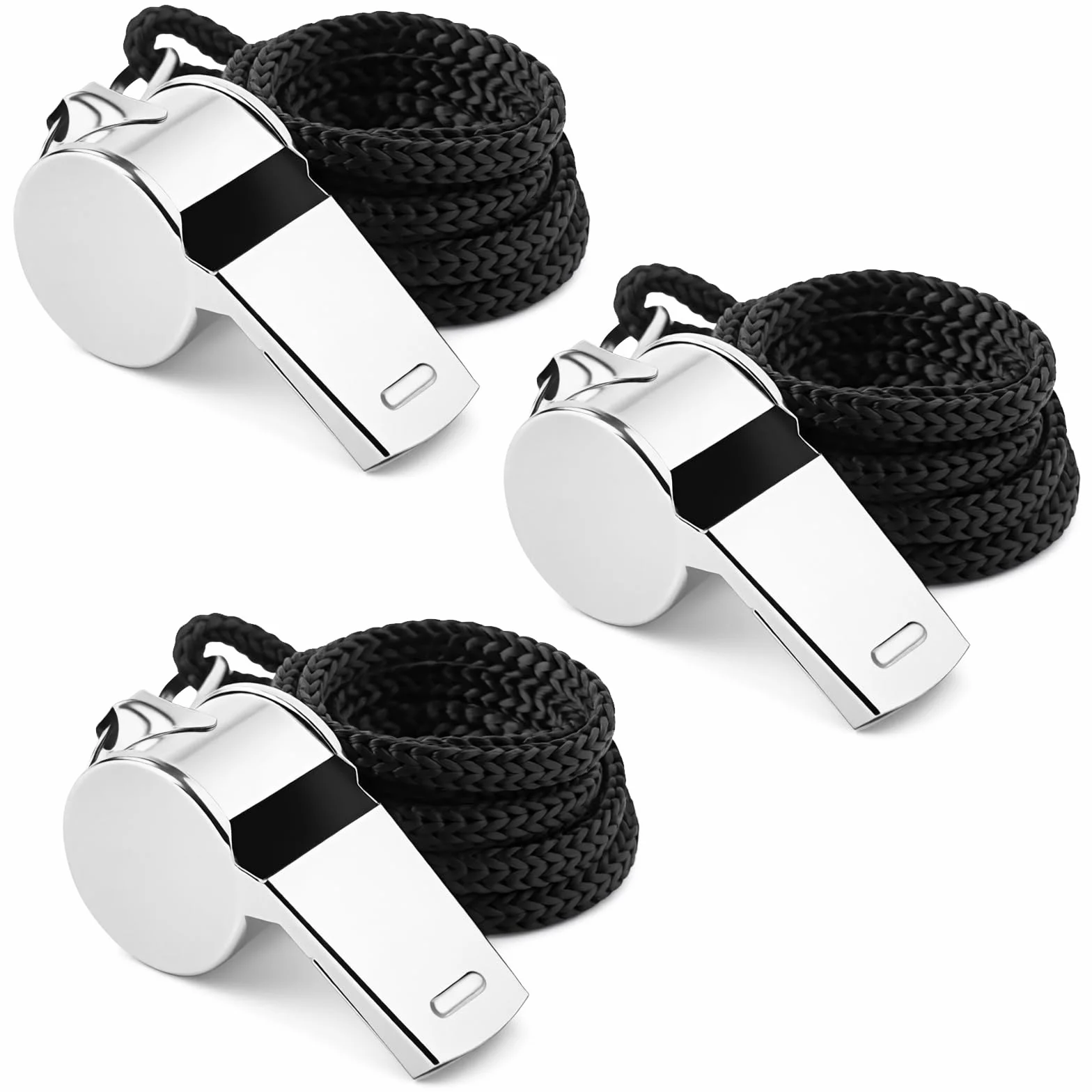 Silbato de Acero Inoxidable con Cordón 46cm para Árbitros, Entrenadores, Salvavidas
