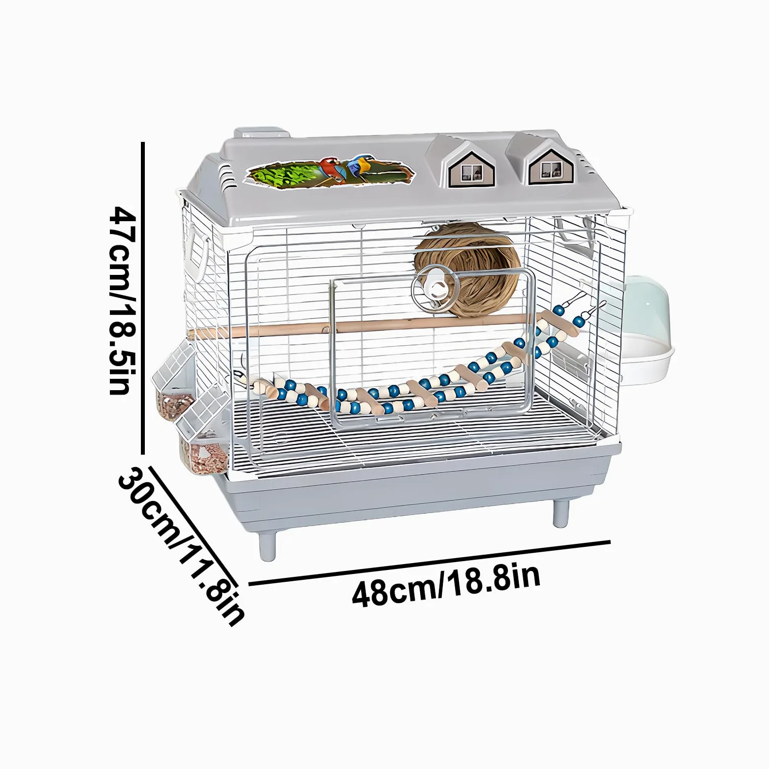 Jaulas para Pájaros y Aves de Compañía Transportín Transparente Portátil | Jaula para Periquitos con Percha de Madera Para Canarios, Agapornis, Guacamayos, Conuros, Cacatúas Y