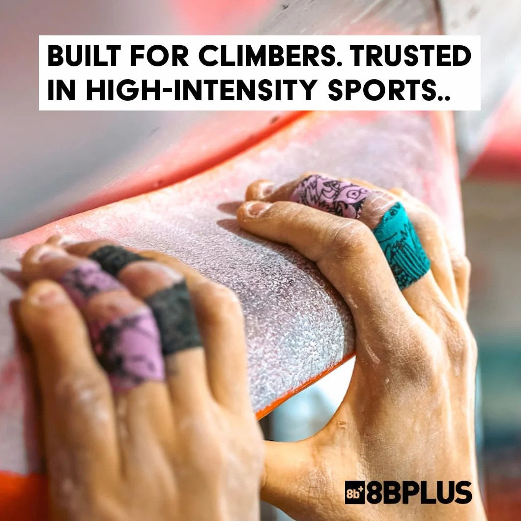 8BPLUS Cinta adhesiva para dedos 38mm x 10m para escalar, boulder, deportes de fuerza (Morado con estampado)