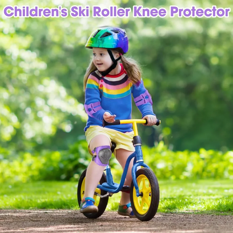 Protecciones Patines Set 6 Piezas Rodilleras Coderas Muñequeras Niño Bicicleta Monopatín Morado