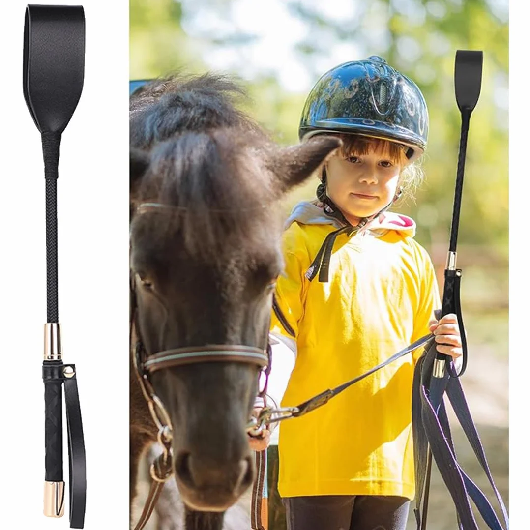 Látigo Para Montar A Caballo De Cuero Con Agarre Antideslizante, Fusta De Entrenamiento Estable Y Duradera