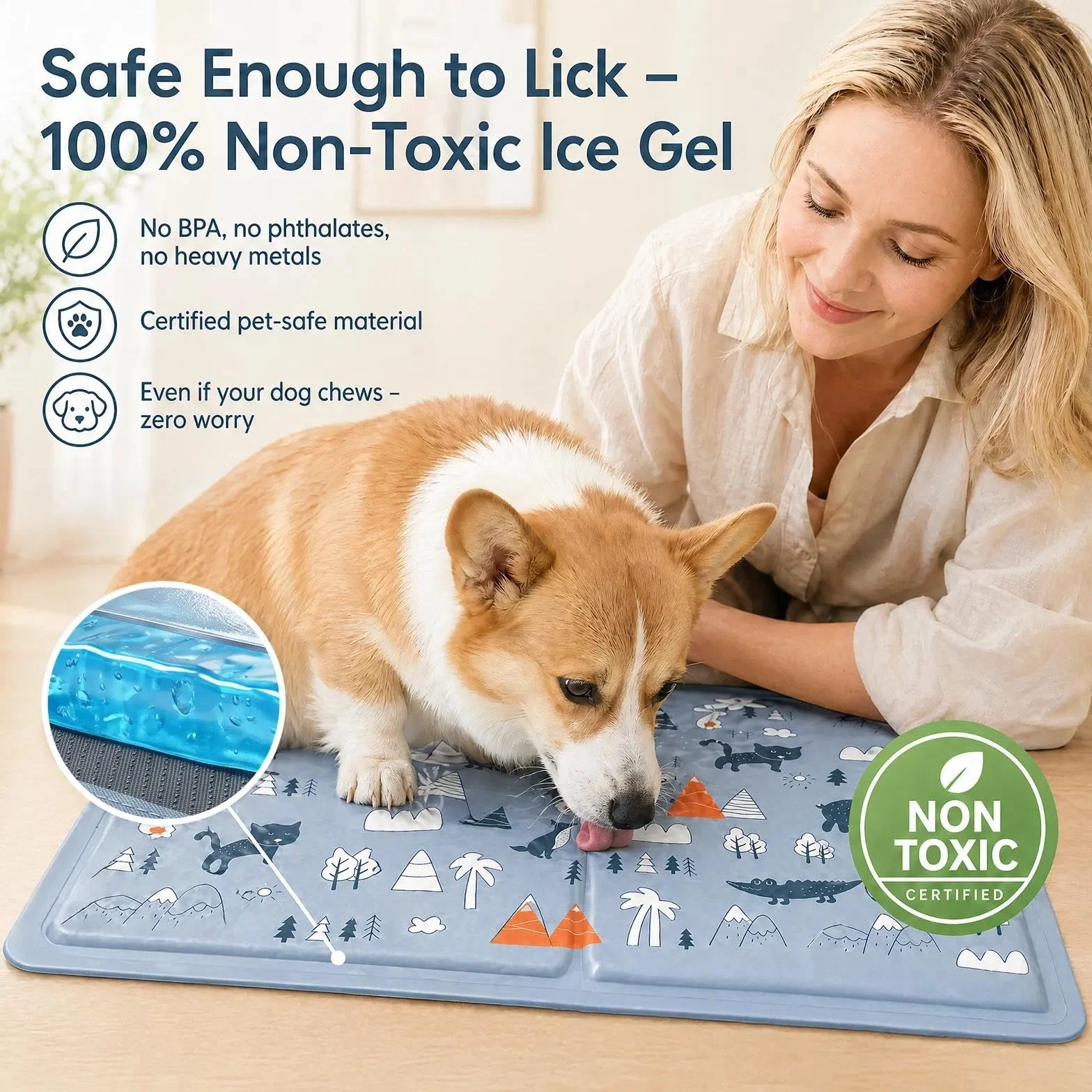 Alfombrilla Refrescante para Mascotas,Manta Refrigerante Perro,Cama Frio Animales Colchon Mascotas para Verano,Alfombrilla Refrescante Cojín de Gel Auto Refrigerante Impermeable-40x50cm/Gris