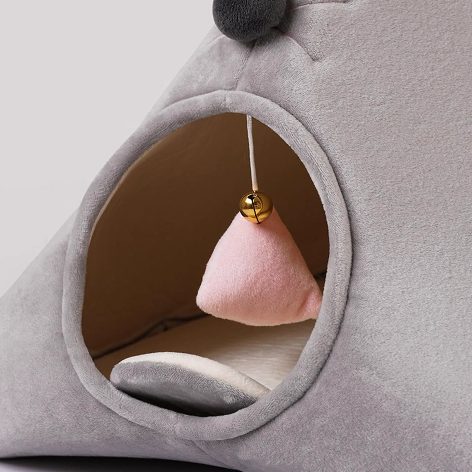 Nido Semicerrado para Gatos, Cama Cueva para Gatos, Adorno Suave Y Lavable para Dormir, Tienda de Campaña para Gatos, Casa para Mascotas, Cama, Gris