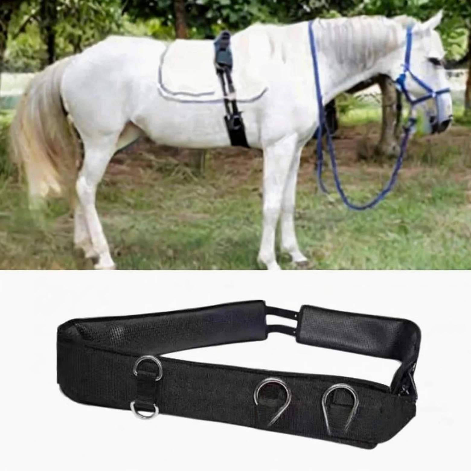 Qianly Cinchuelo para Caballo Acolchado con Ajuste Fácil Correa de Protección de Oxford Antideslizante con Sujeción Segura Adecuada para Paseos Ecuest