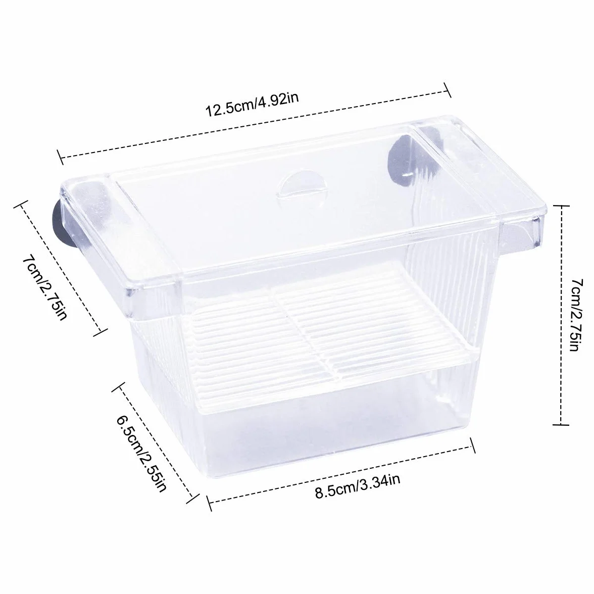Incubadora para Peces Caja de Cría Peceras Pequeña Acuarios Accesorios con Tapa de Plástico Ventosa Caja de Plástico Transparente para Camarón Tortuga