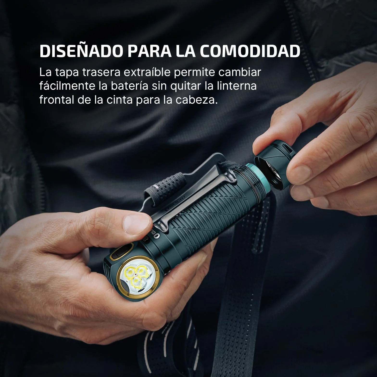 OLIGHT Perun 3 Linterna Frontal LED Recargable Ángulo Recto 3000 Lúmenes 160 Metros 20 Días Pesca