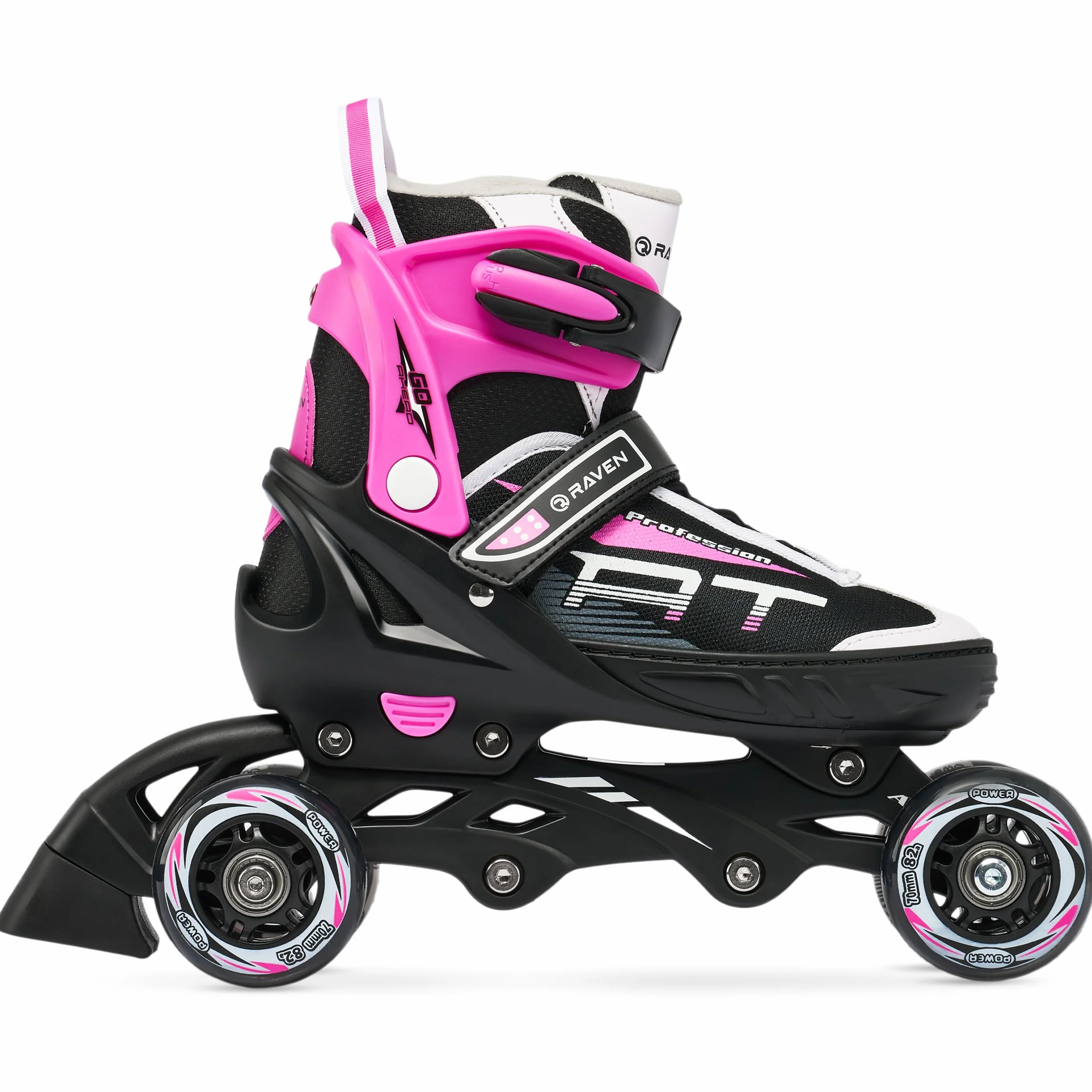 RAVEN Patines en línea 3 en 1 Ajustables Negro/Rosa 35-39