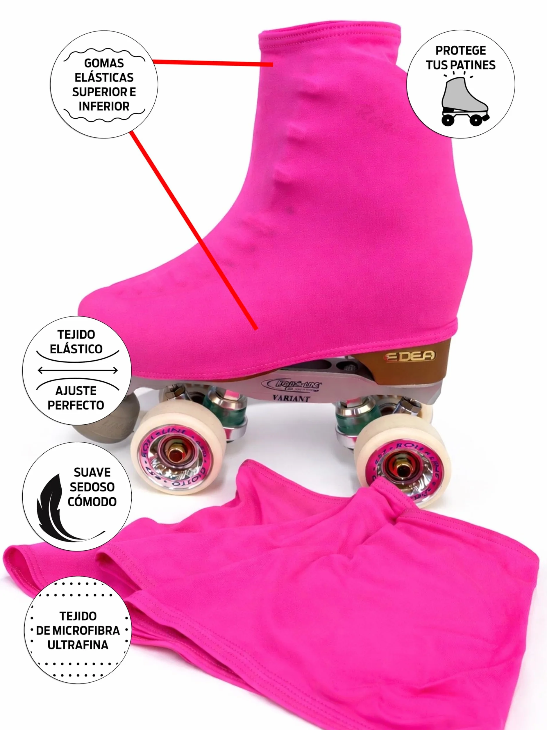 Funda Cubre Patín para Patinaje Hielo Artístico o en Línea 180 Densidad Talla Universal Adulto y Niños Rosa Fluor