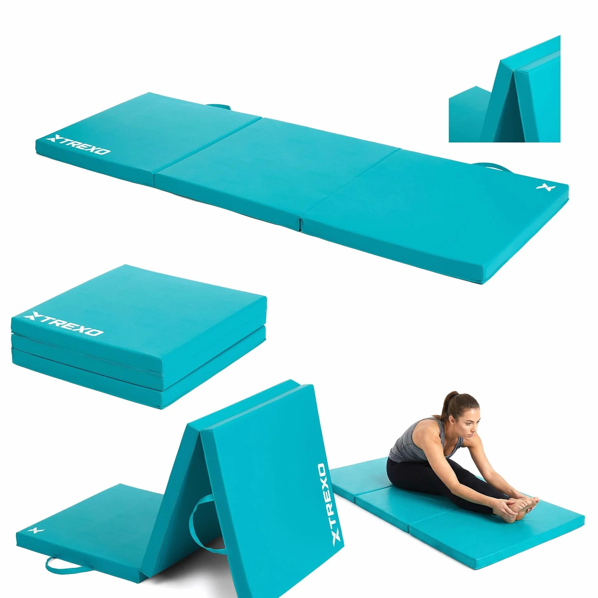 TREXO Colchoneta plegable 180x60x5 cm Esterilla gimnasia piel sintética 3 segmentos
