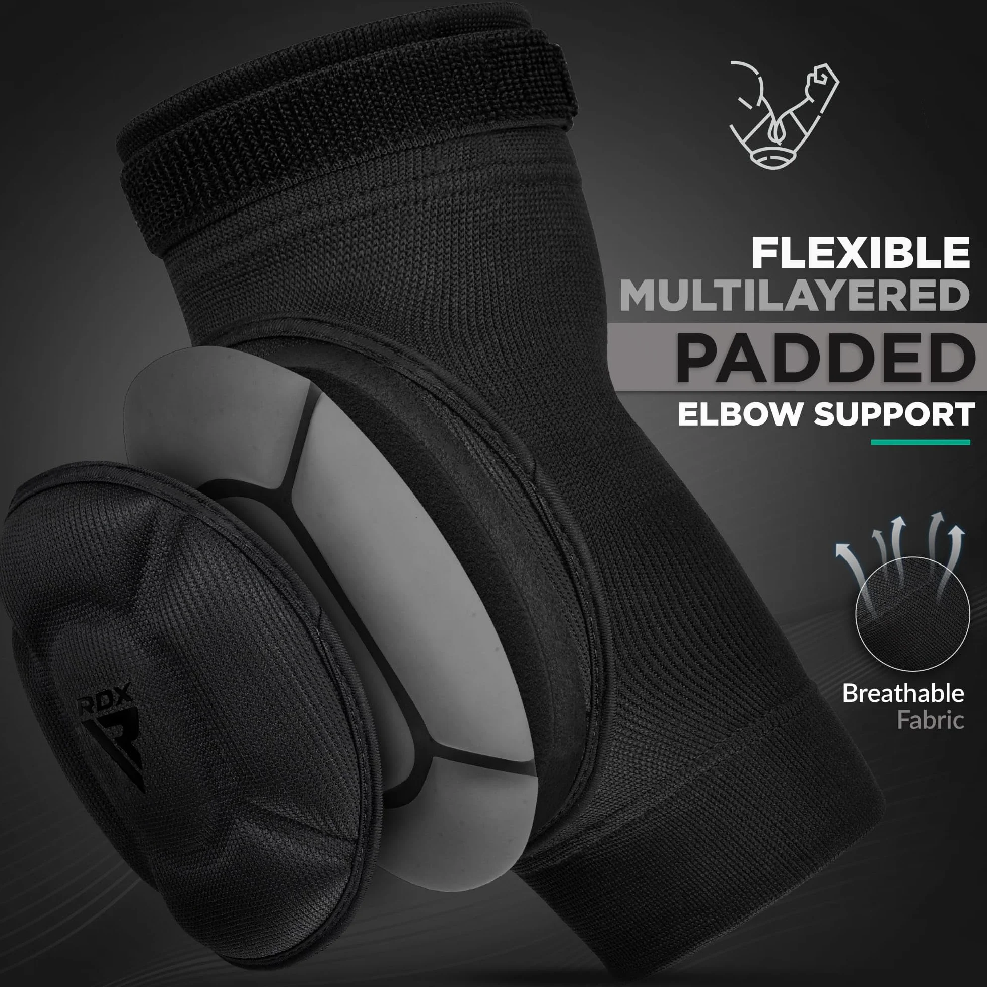 RDX MMA Elbow Pads Protector Antebrazo Codera Manga Acolchada Compresión Muay Thai Kickboxing Boxeo