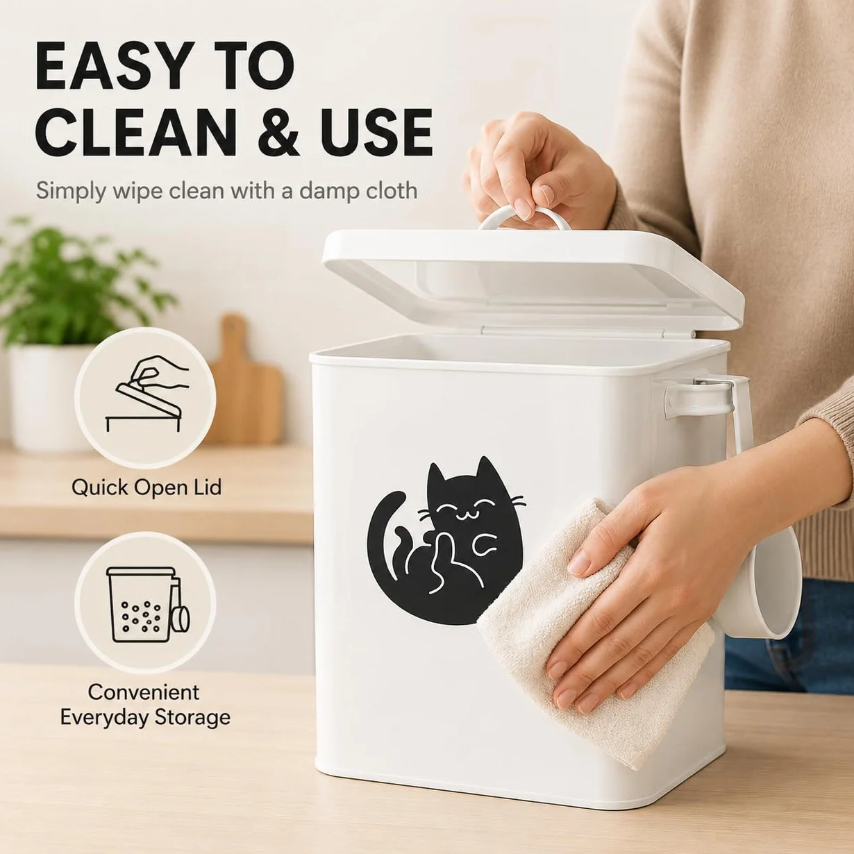 Contenedor de Almacenamiento de Alimentos para Perros de 6 Litros, Contenedor de Comida para Gatos de Metal con Taza Medidora, Latas de Comida para Gatos Cubre Tapas Y Cucharas, Juguetes para(#1)