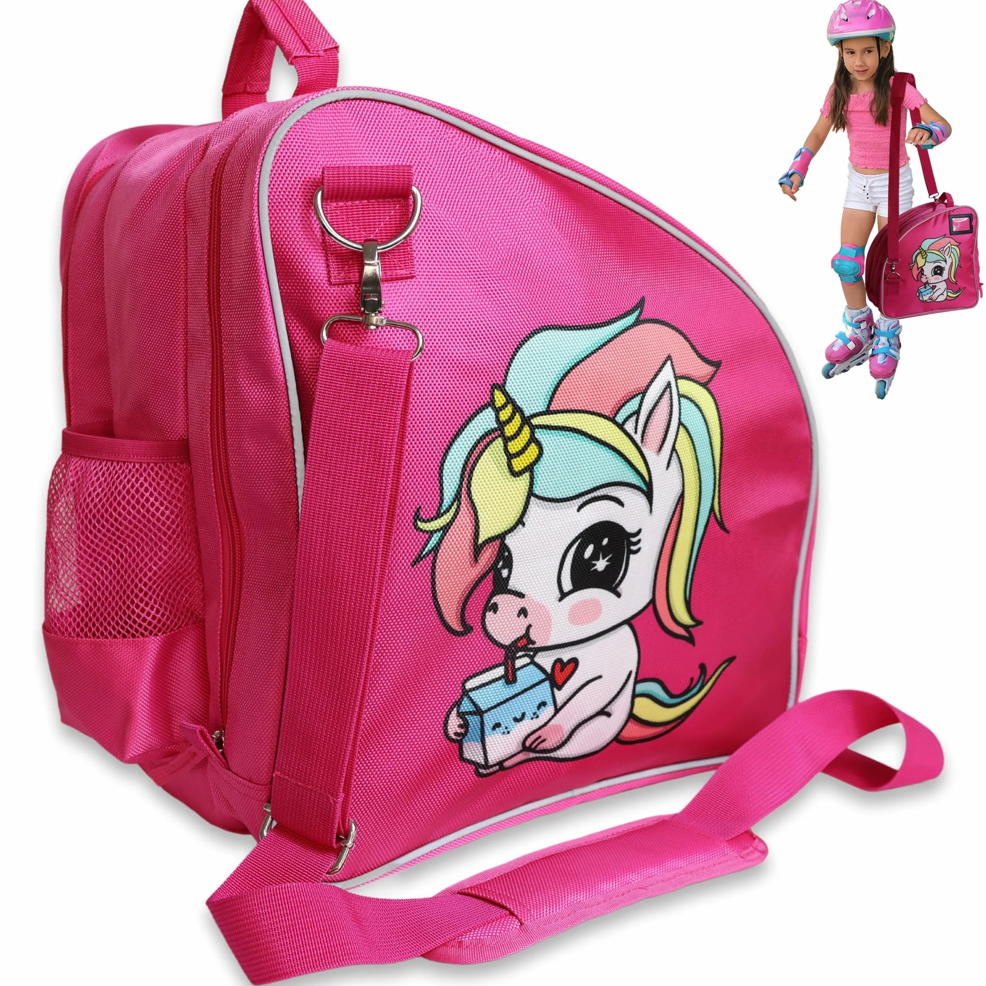 Bolsa para Patines Niña Mochila 4 Ruedas y en Línea Ajustable Transpirable Reflectante