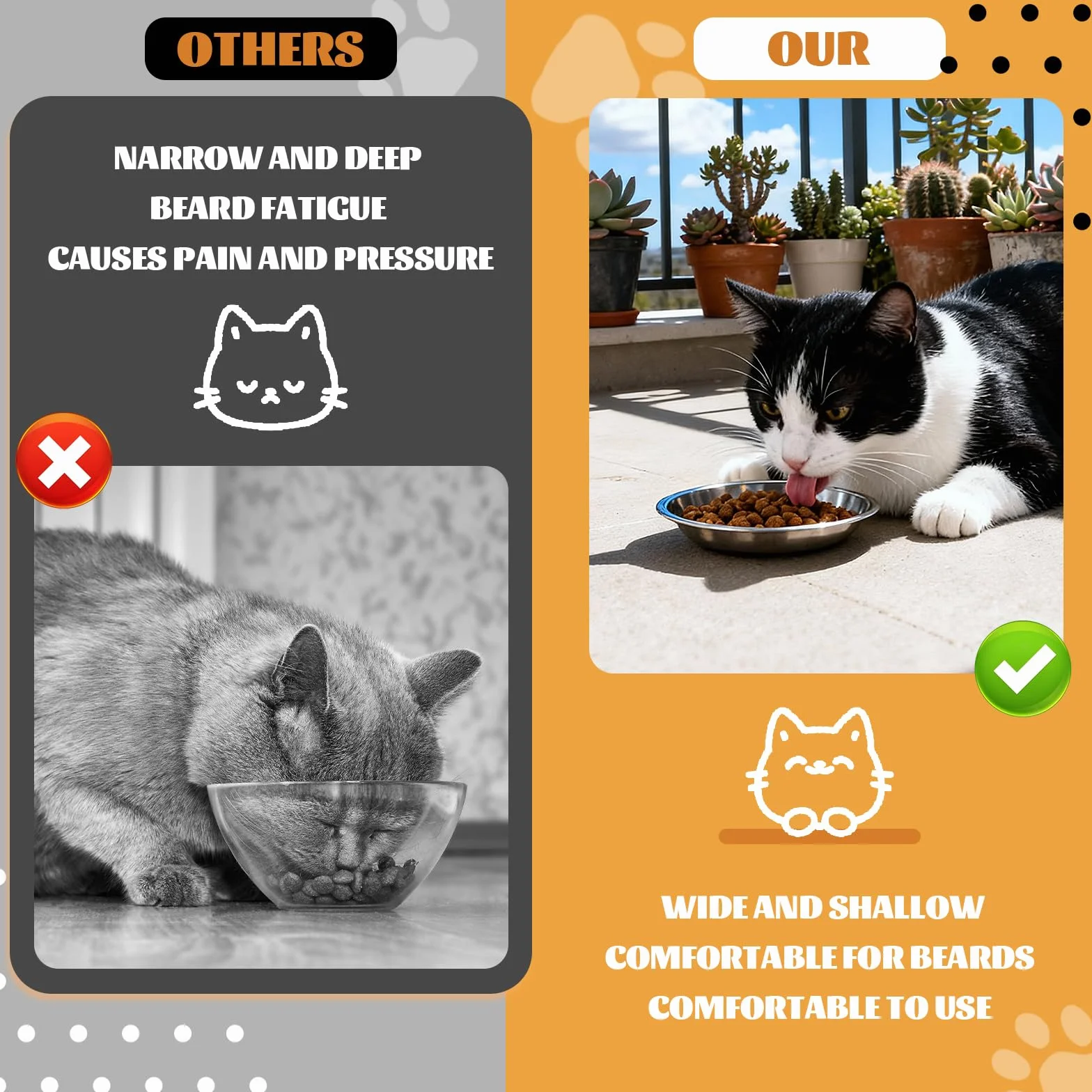 6 Piezas Cuenco para Gato Inoxidable 304, Cuenco Plano para Gatos Aliviar La Fatiga de Los Bigotes, para Alimentación de Cachorros Gatos 14,5 × 3 cm