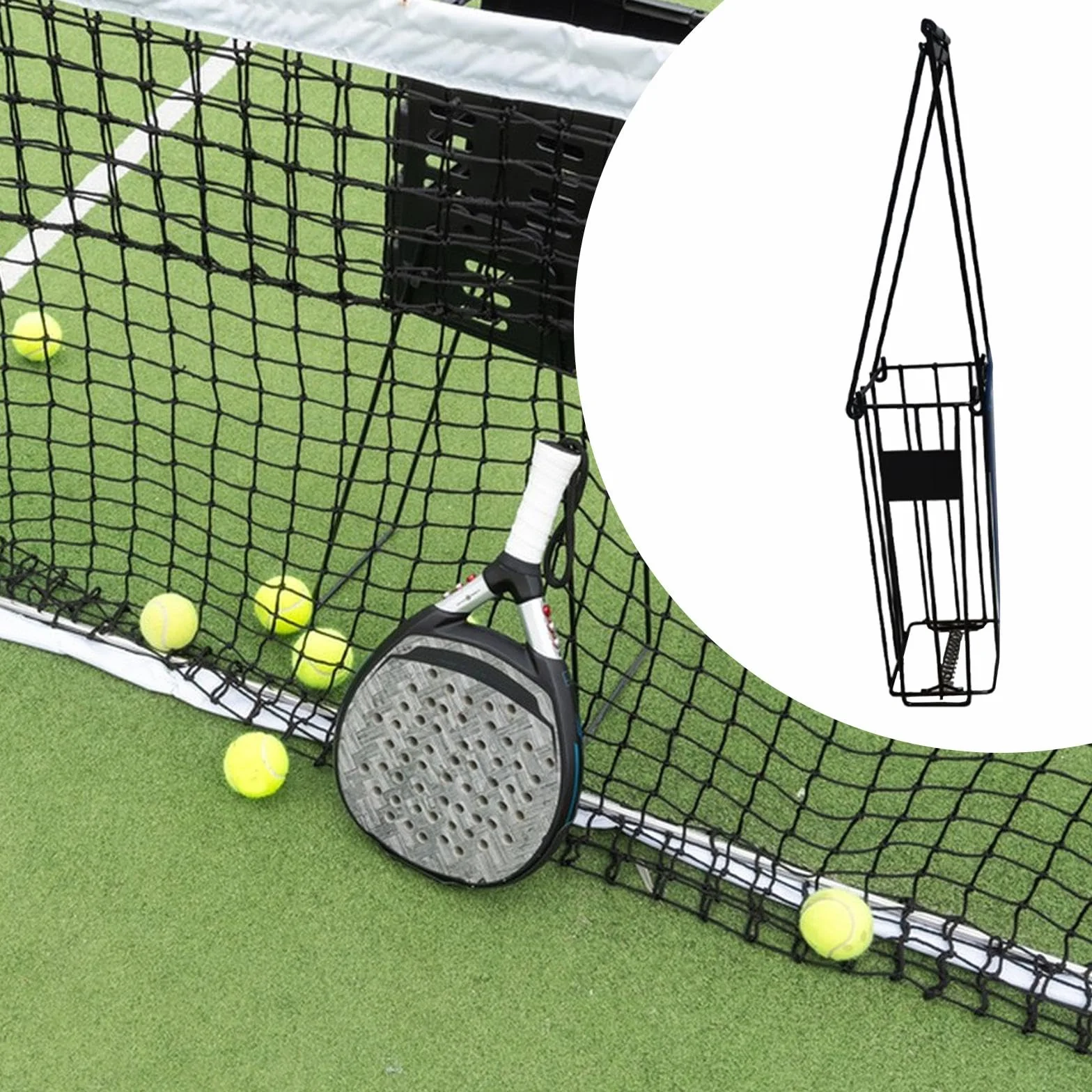 Milageto Recolector de Pelotas de Tenis Pickleball para Principiantes, Soporte para Canasta de Entrenamiento
