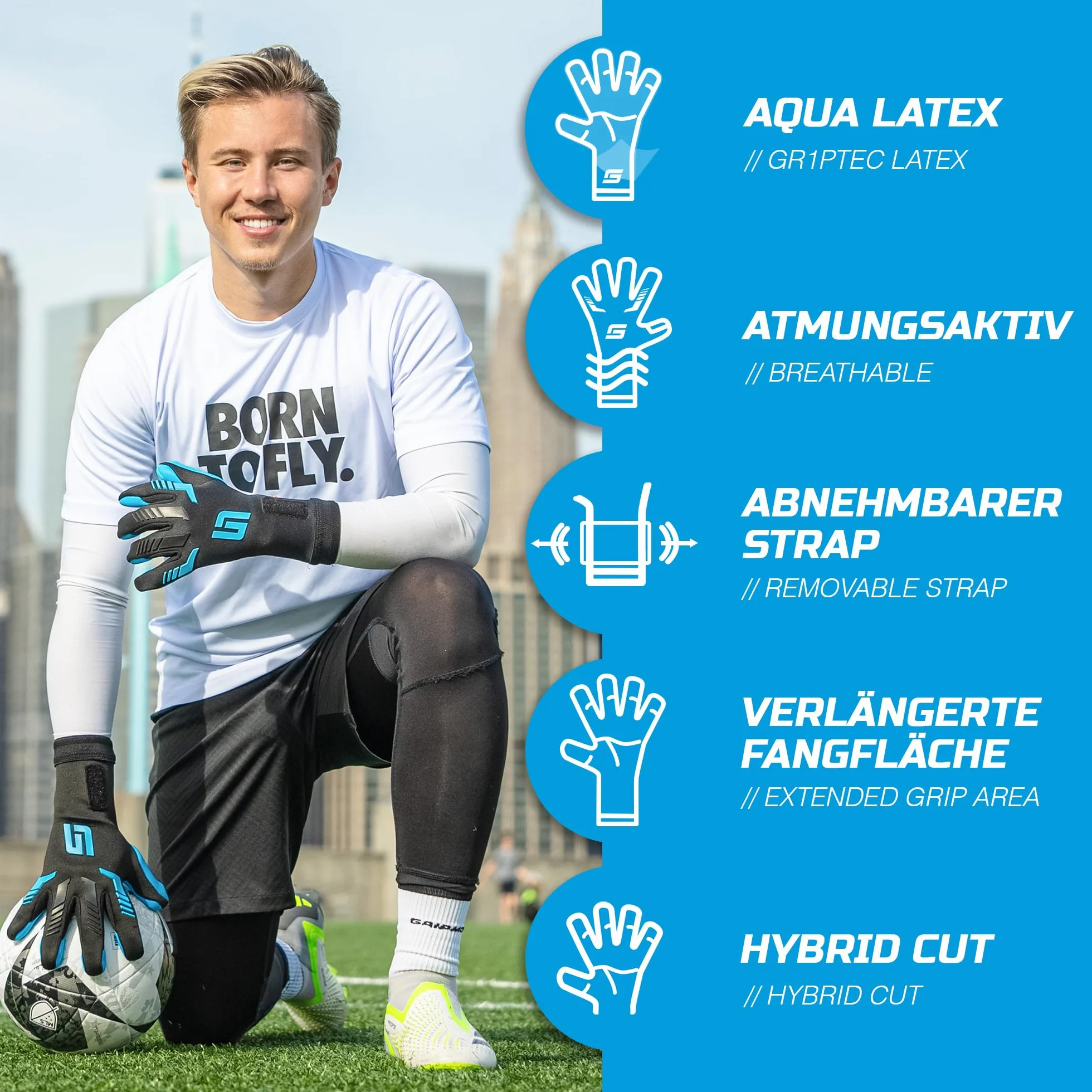 GRIPMODE Aqua Hybrid Guantes de Portero Griptec® Látex Talla 7-11