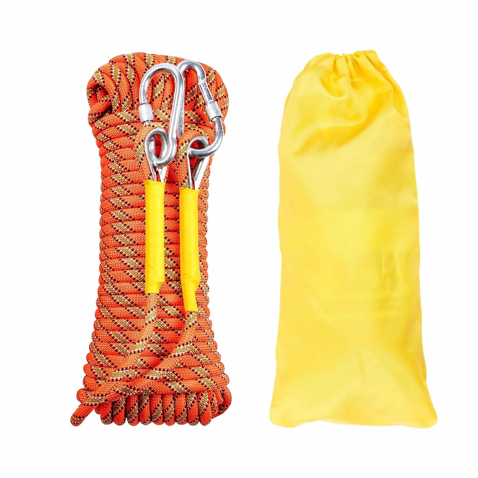 Cuerda de Escalada Estática 8mm 5m con Mosquetones Naranja para Seguridad