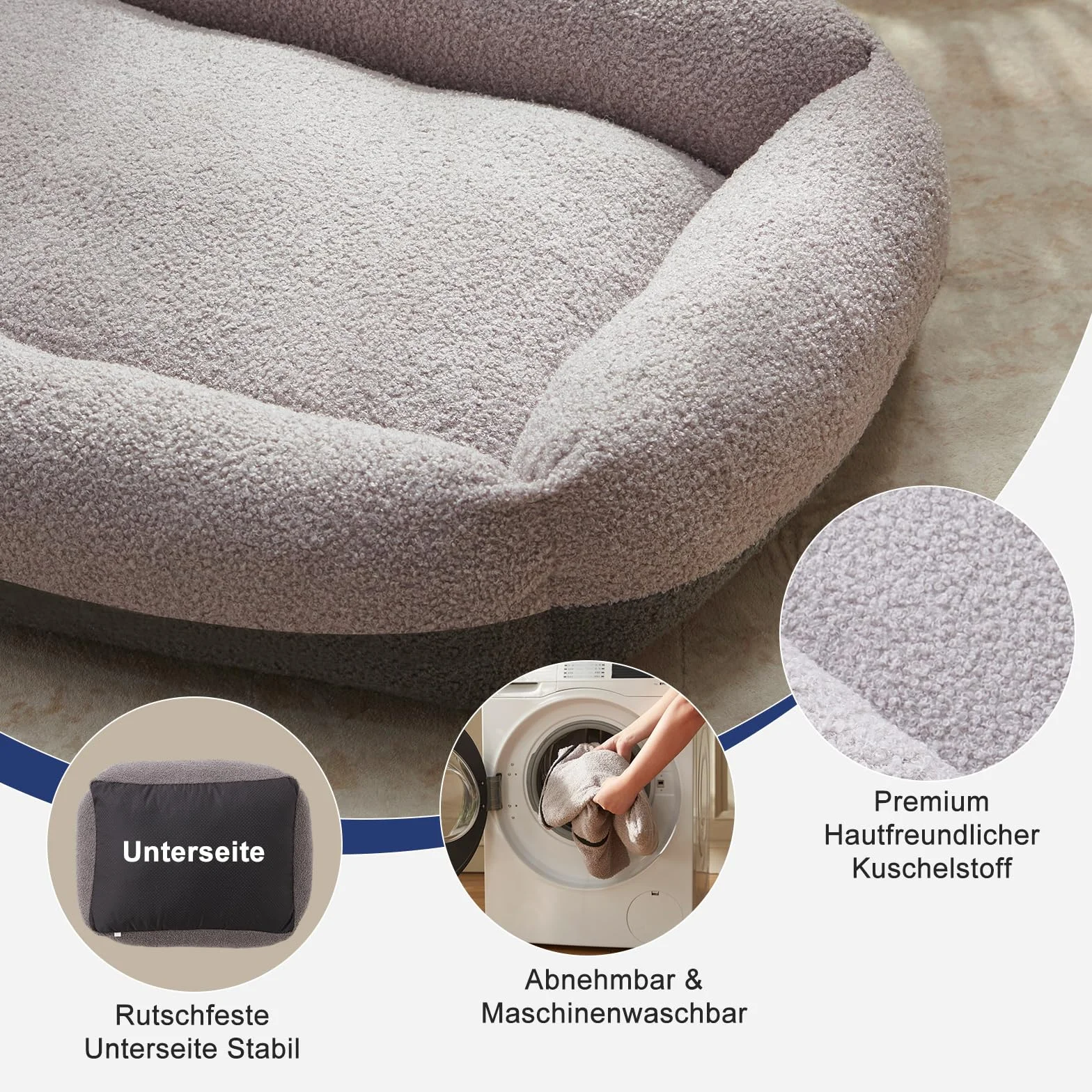 Pawk Cama Perro, Cama Perros Medianos Desmontable Lavable, Cesta para Perros Antideslizante Suave Anti-ansiedad Sofá Perro, 76x61x20cm