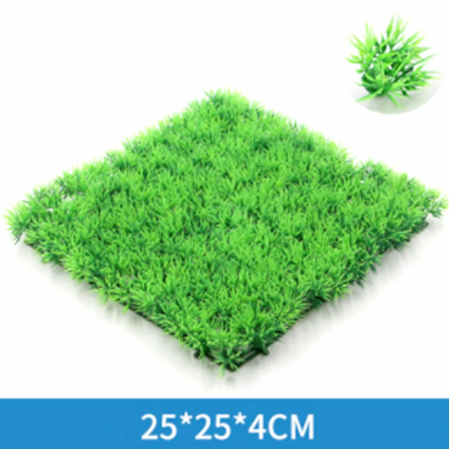 Decoraciones, Césped Artificial de plástico ABS Verde for Acuario, decoración ecológica, 3 Unidades