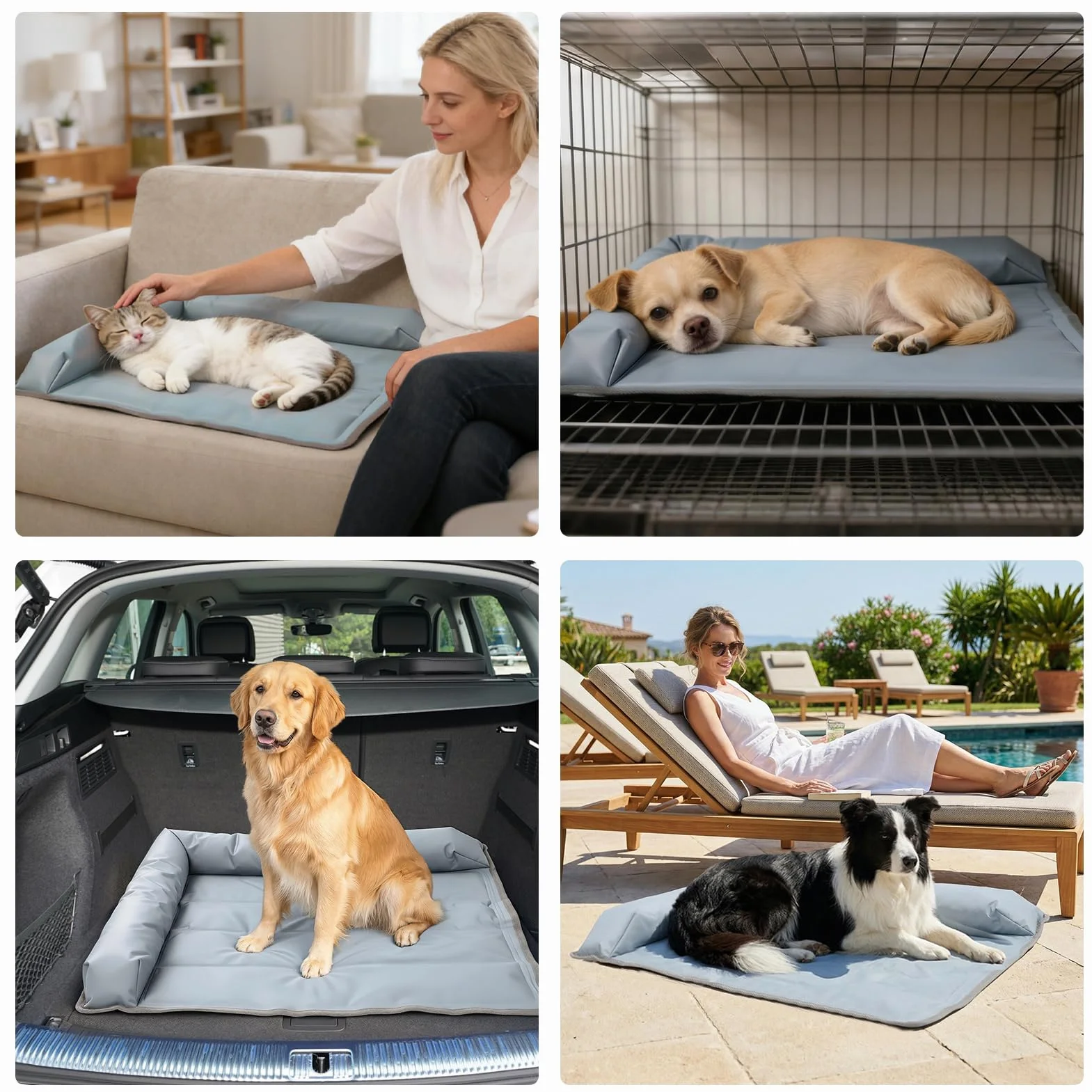 XIAPIA Manta Refrescante para Perros 99x69cm, Alfombrilla Refrescante para Perro y Gatos con Reposacabezas 7cm, Alfombra Fresca Refrigerante de Verano, Colchoneta Perros Impermeable para Casa, Coche