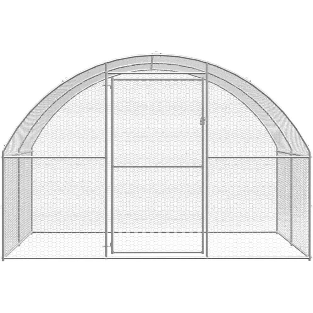 Gallinero exterior de 3 x 24 x 2 m, recinto para gallinas de acero galvanizado, gran recinto al aire libre para pollos, patos y animales pequeños, salida para gallinas con malla de