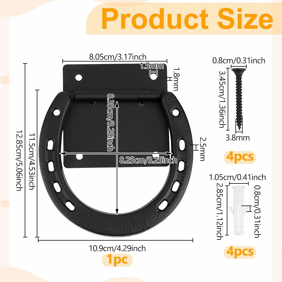 BENECREAT - 2 anillos de corbata de caballo, anillo de fijación resistente en forma de cruz de hierro para caballos, entrenamiento en forma de herradura, para carruajes y pastos al aire libre
