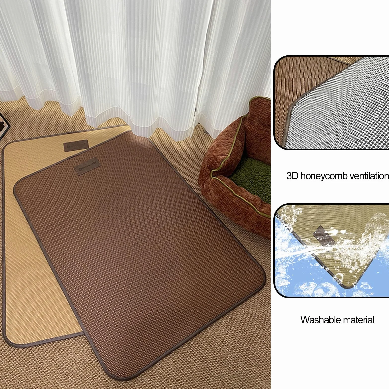 Alfombrilla Refrescante for Mascotas, Manta Refrescante Perro, Colchoneta Perro, Antimordeduras(Brown,60x50cm)