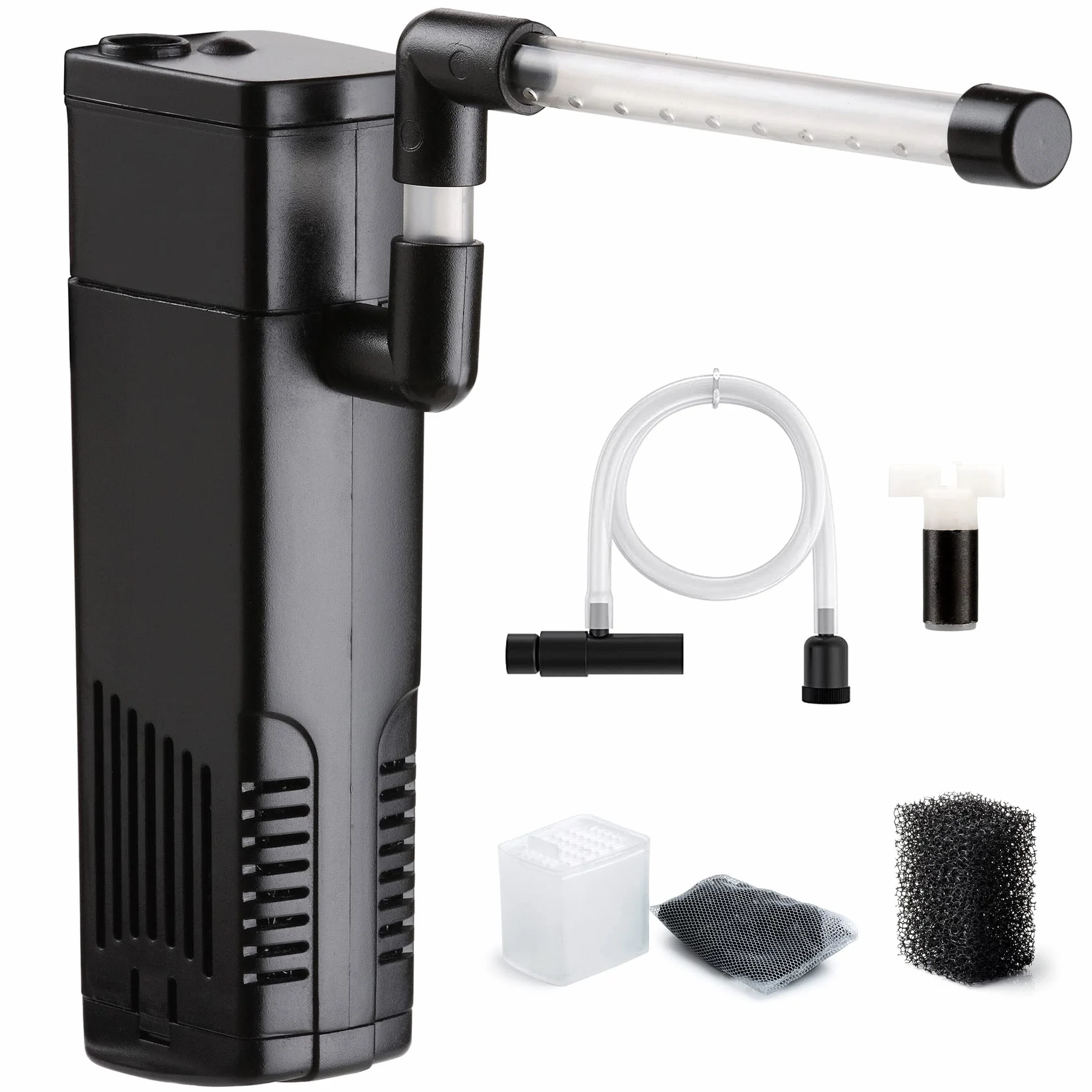 NICREW Filtro para Acuario 20 L, Filtro Acuario Interno con Carbón Activado de Flujo 150 L/H, Filtros Internos para Acuarios, 3.5 W