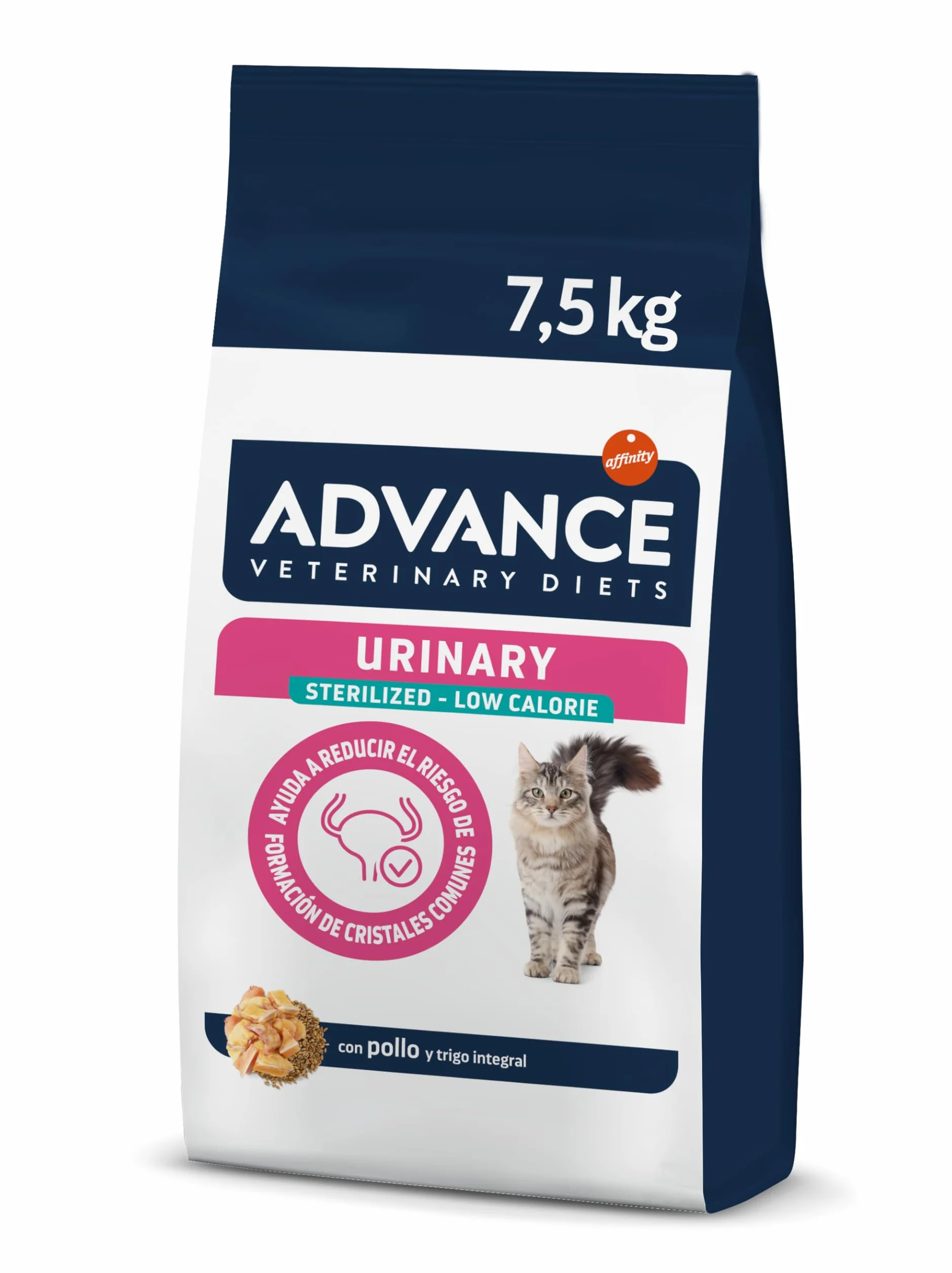 Advance Veterinary Diets Urinary Low Calorie, Pienso para Gatos para el Control del peso y protección de las vías urinarias, 7,5kg