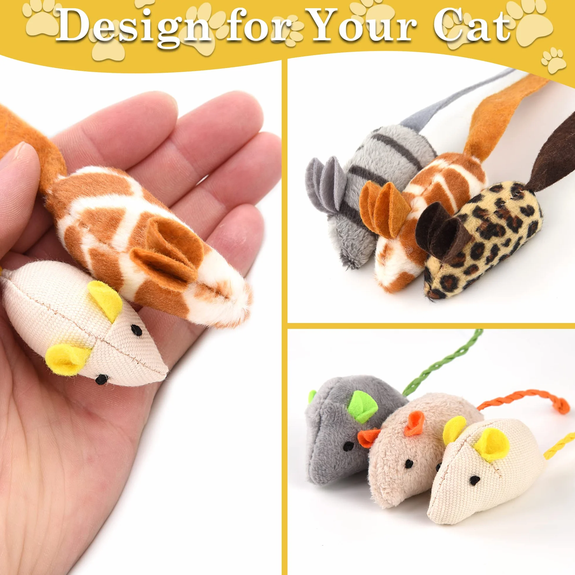 KTL 6 Paquetes de Juguetes para Gatos Interactivo Juguetes para Ratones Catnip para Gatos Peludo Ratón Gato Gatito Que juegan a Masticar Dientes Limpieza Realista Juguete de Felpa