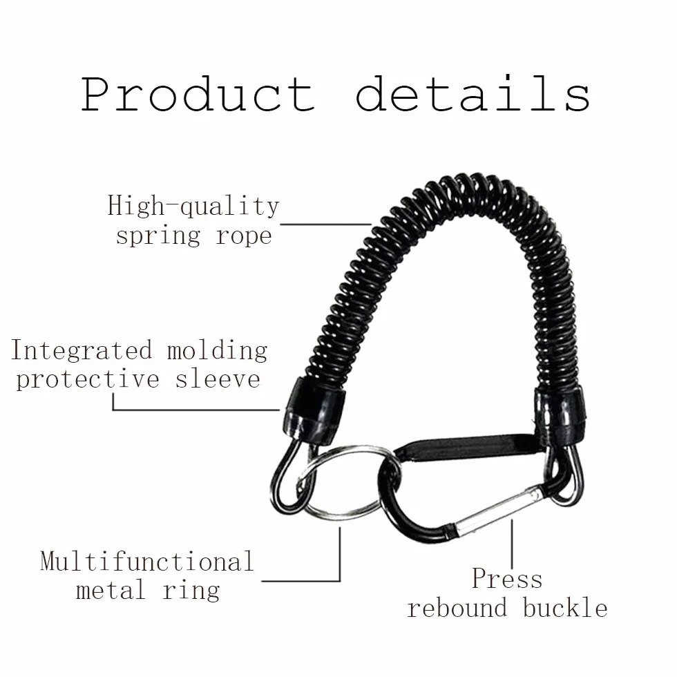Spirales Retráctil de Seguridad Llavero Elástico Cordón de Pesca Robusto Anti-Pérdida para Llaves Cuerdas Extensibles para Canotaje, Kayak