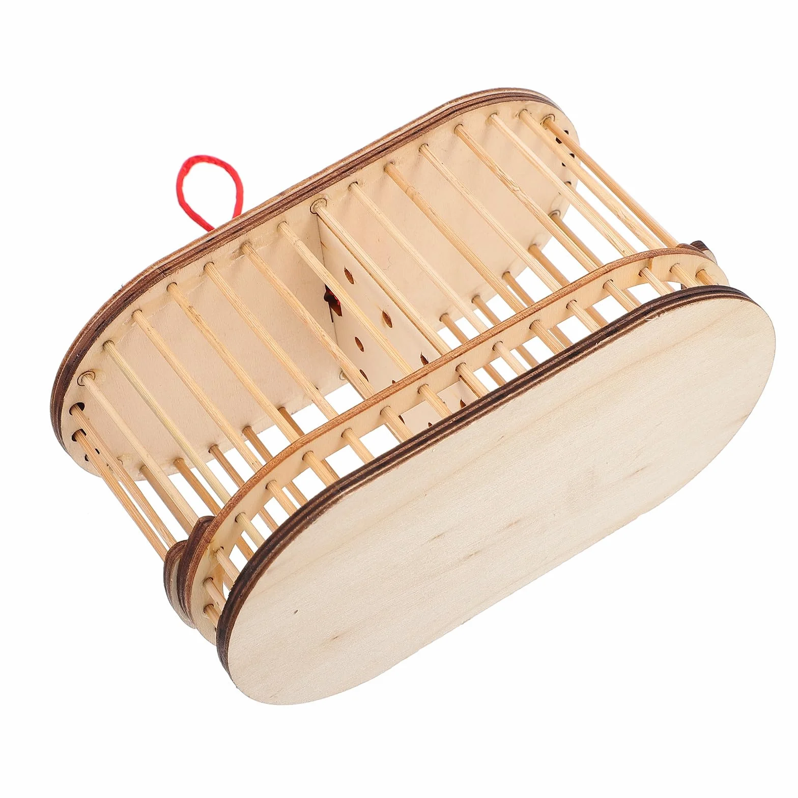 Jaula de Madera para Grillos Portátil, Doble Compartimento Ovalado, Pequeña y Ligera, Adecuado para Exteriores y Exploración Infantil, Caja de Almacenamiento Natural y Resistente
