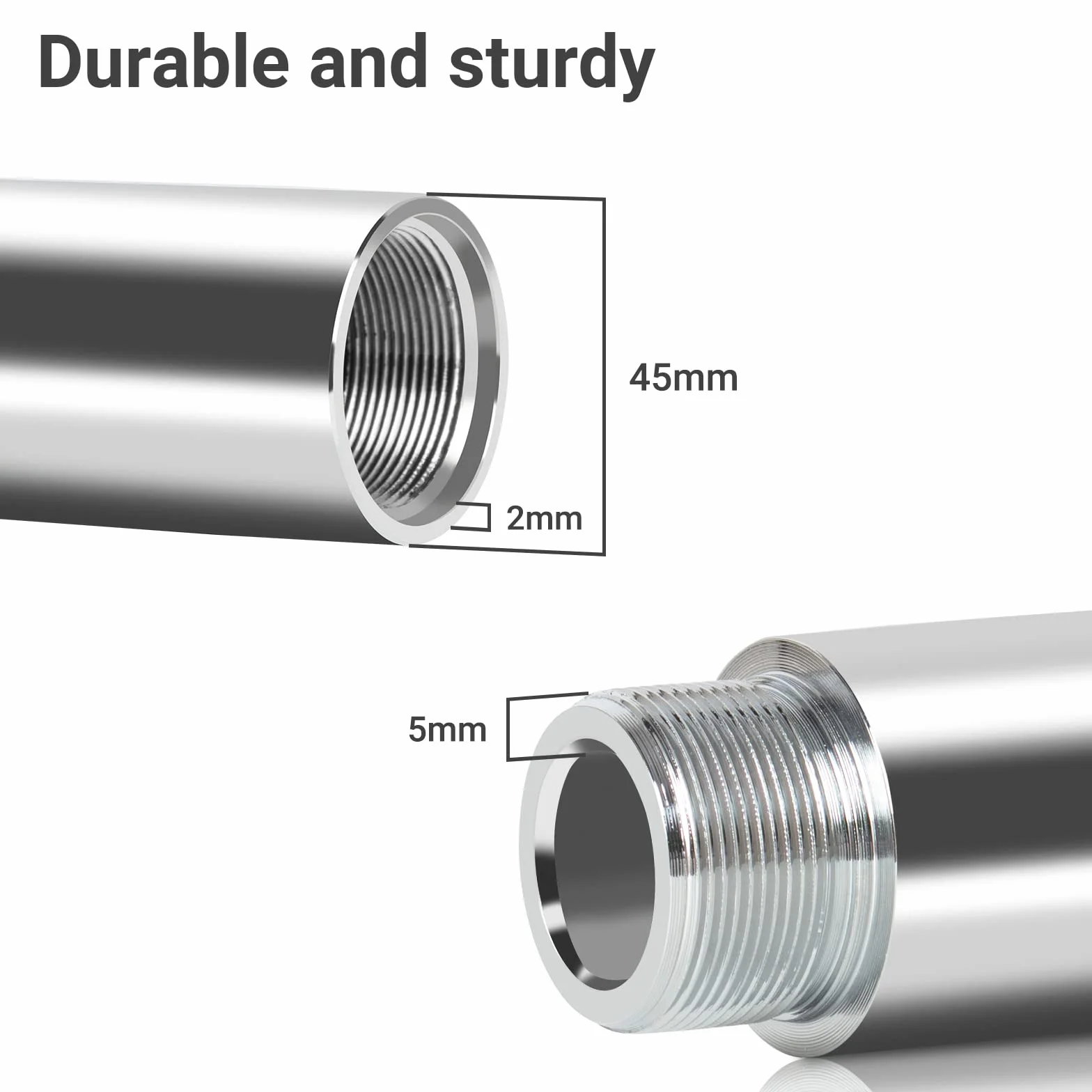 Leogreen 500mm Extensión de Barra de Baile, Tubo de Extensión para Pole Dance Profesional 45mm