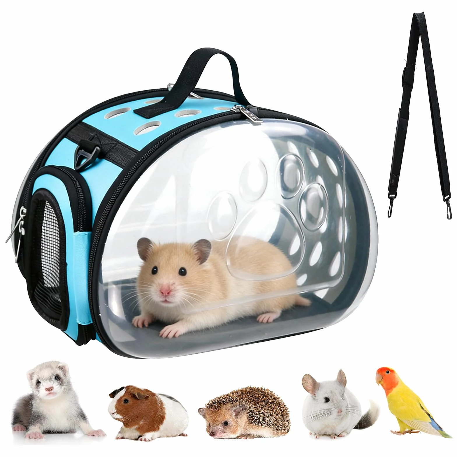 Transportín para conejos y animales pequeños, plegable, para cobayas, conejos, gatos, pájaros, portátil, con ventilación y bolsillos laterales