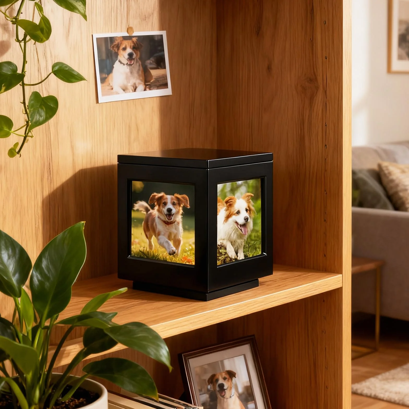 Urna para Mascotas, Marco de la Foto del Recuerdo de la Caja para Gatos Perros Madera Pet Memorial urna para Cenizas Caja Personalizada de Recuerdo para Cenizas de Perro o Gato