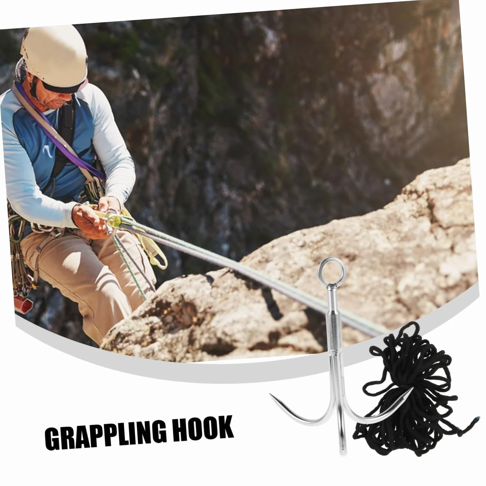 BESPORTBLE Gancho de Escalada de Acero Inoxidable de Tres Garras con Cuerda para Pesca y Actividades al Aire Libre