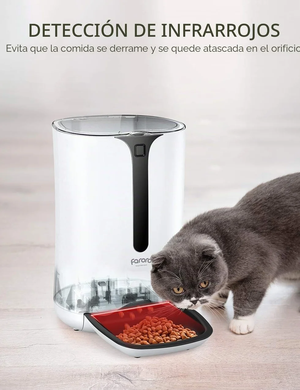 Faroro 7L Comedero Automático para Gatos, Dispensador Comida para Gatos y Perros con Temporizador hasta 5 Comidas por Día, Control de Porciones, Pantalla LCD, Grabación de Voz de 10s
