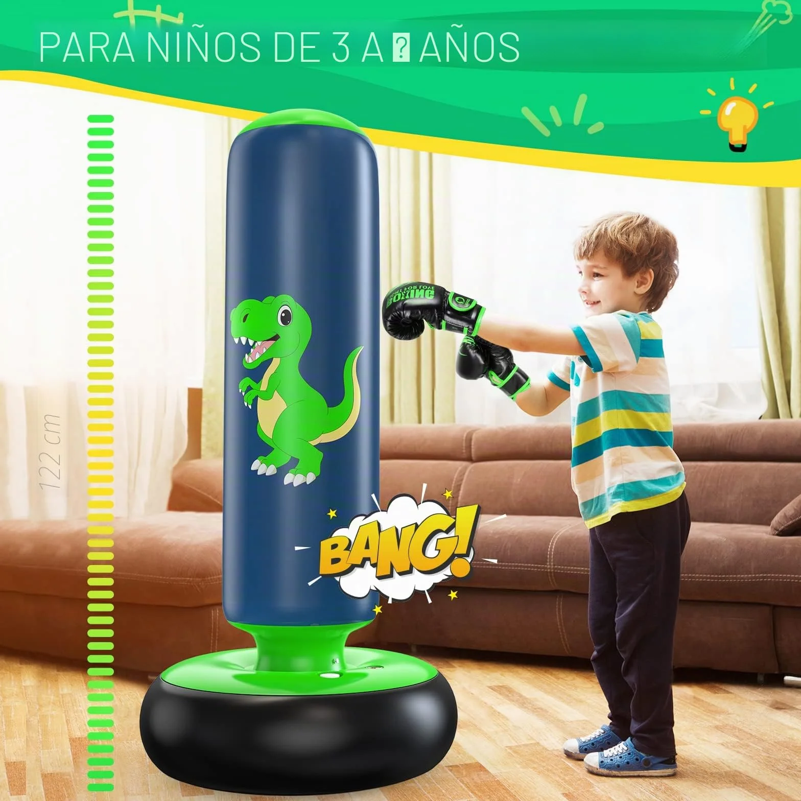Saco Boxeo Niños Inflable de Pie 3-8 Años Punching Ball Set Karate Taekwondo MMA