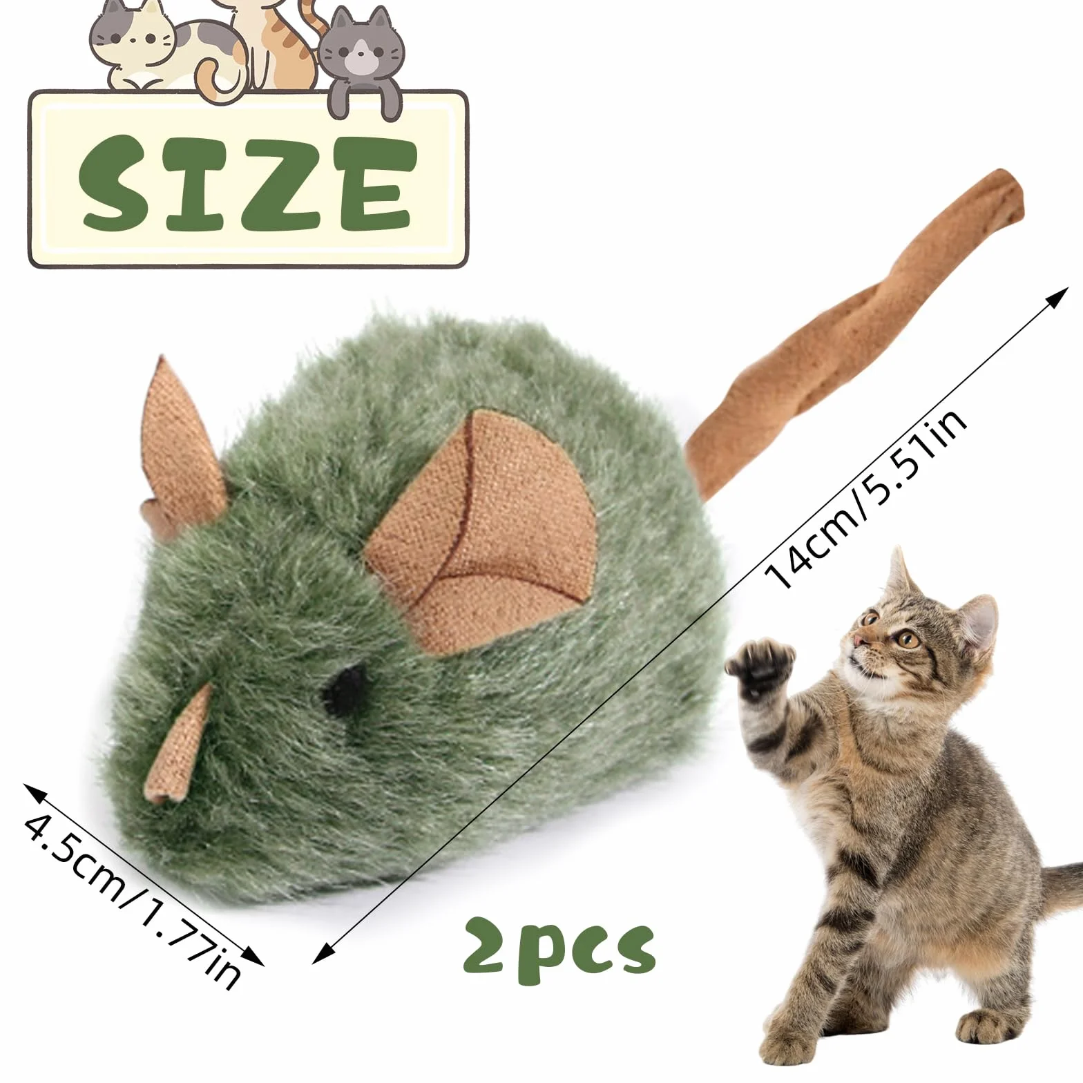2 piezas gatos juguetes gatitos juguetes interactivos para gatos, ratón eléctrico para gatos, juguete de felpa, ratón, juguete de gatito, juguete para gatos, juguete para gatos, ratón eléctrico de