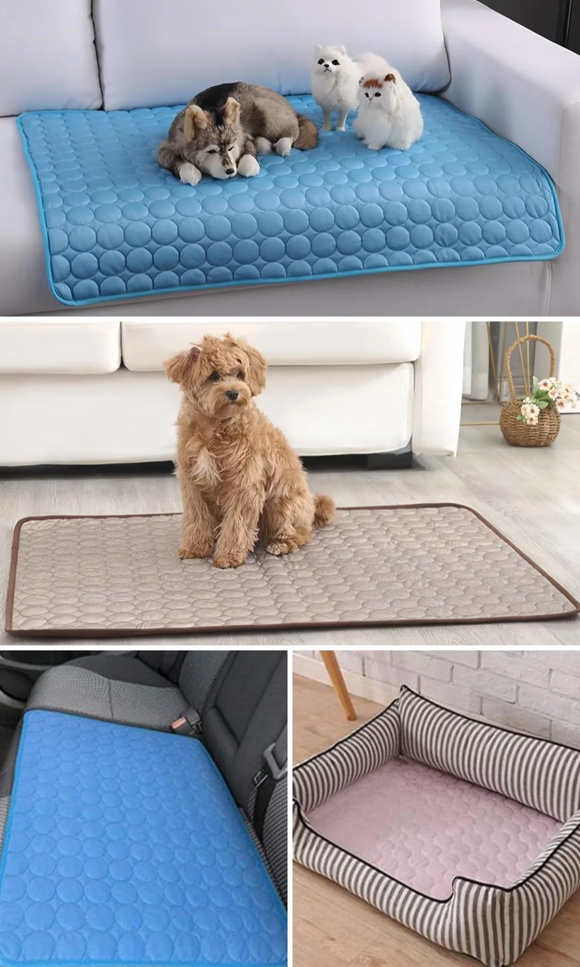 Colchonetas Refrescante para Perros, Alfombrilla para Perros en Verano, Alfombra de enfriamiento para Gatos Seda de Hielo, Esteras Autoenfriamiento para Mascotas Lavable(Gris,70x100cm)
