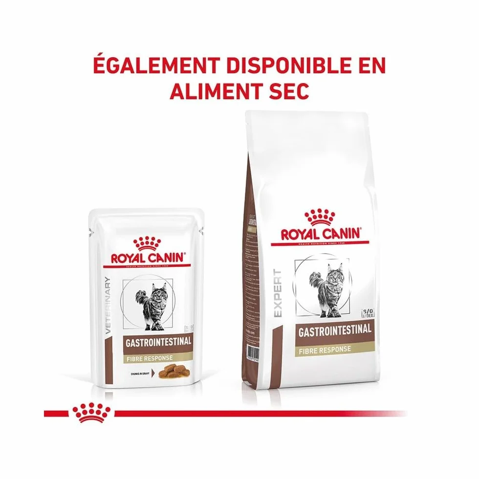 Royal Canin Gastro Intestinal Fibre Response | 12 x 85 g | Alimento dietético Completo para Gatos Adultos | para Gatos con estreñimiento crónico o Problemas gastrointestinales similares