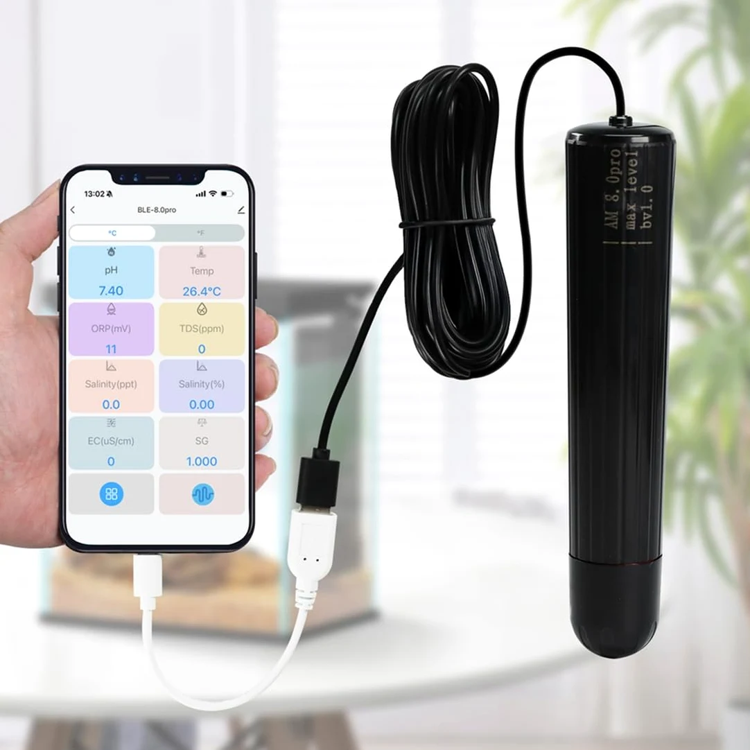 Monitor de Calidad de Agua WiFi Avanzado, Sonda Inteligente Multi-Parámetro y Acuario para Peces