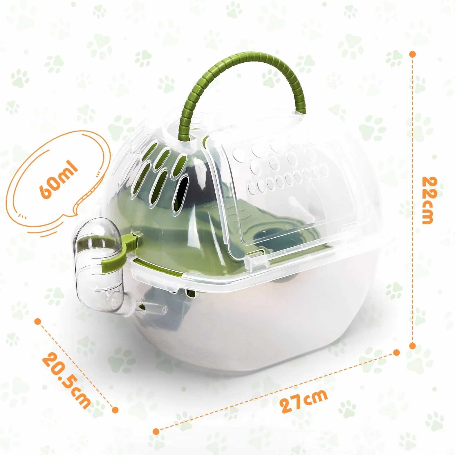 Nobleza - Jaula para Transportar Animales Pequeños, Jaulas Portadores de Hámster Portátiles, Transporte Contenedor para Conejos, Trasportín Rejillas de ventilación, Cómoda asa (L27*W20.5*H17CM)