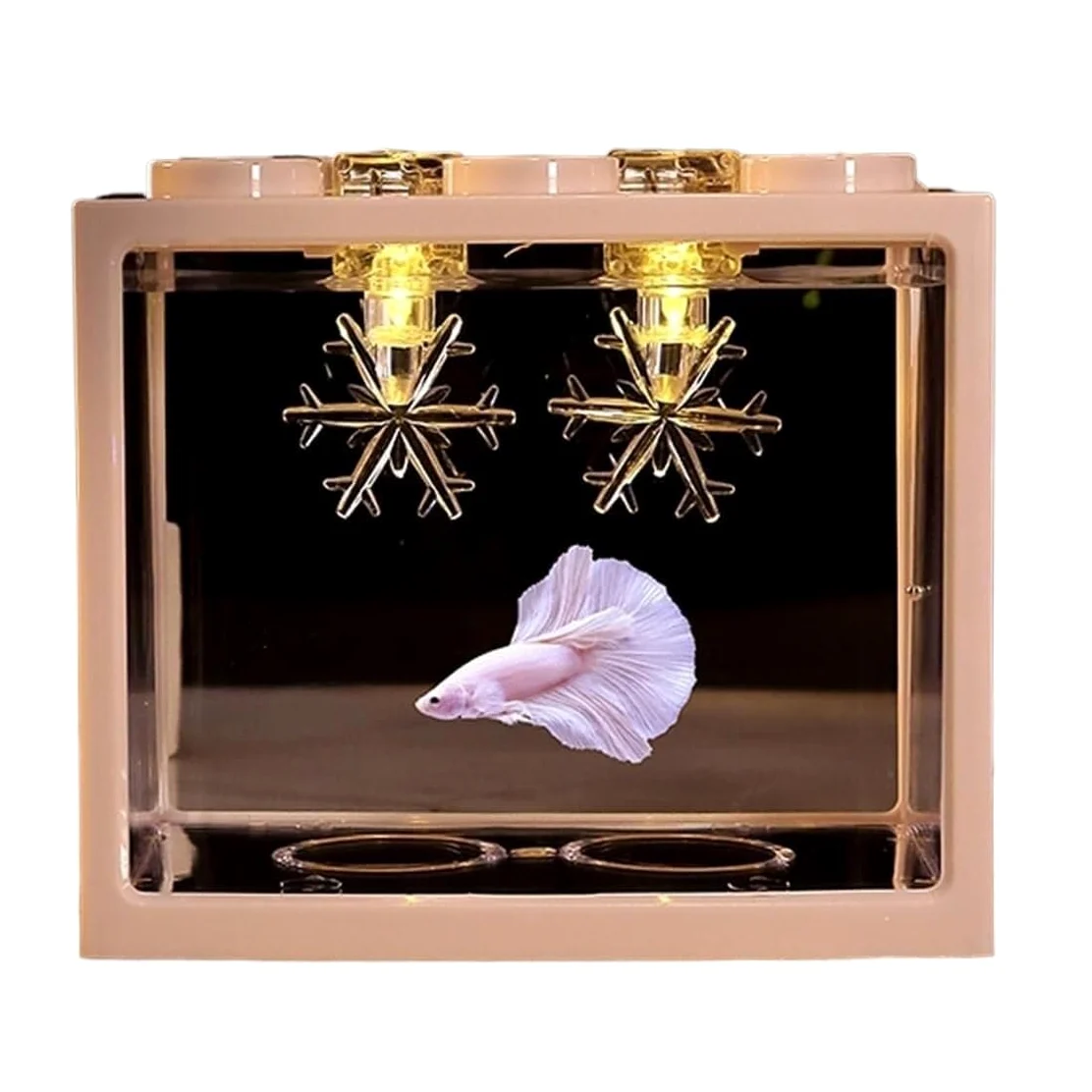 Pecera, Kits de Inicio for acuarios, pecera con luz LED, pecera pequeña de acrílico Blanco, Ideal for Flores o como pecera
