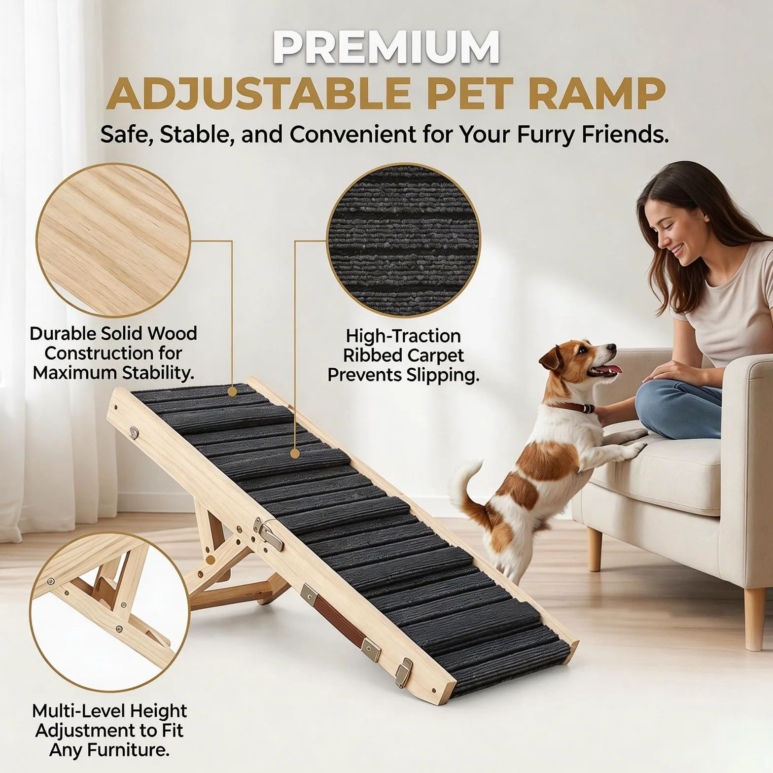 Rampa para Perros Plegable Pequeños, Rampas para Perros Ajustable, Rampa Perro Apto para Camas de Mascotas y sofás
