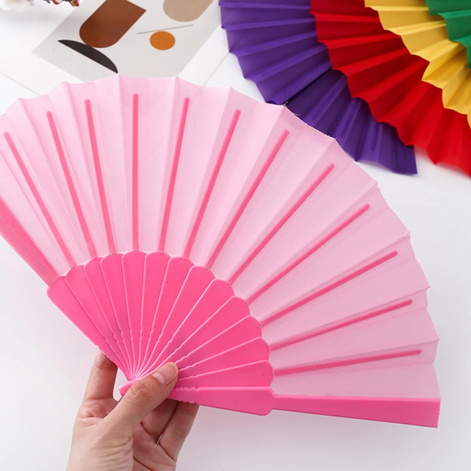 Abanico plegable chino retro de mano grande para baile cosplay fiesta